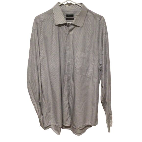 Pera Men’s Striped Cotton Long Sleeve Button Down Dress Shirt Size 18 (36/37) - Picture 1 of 4